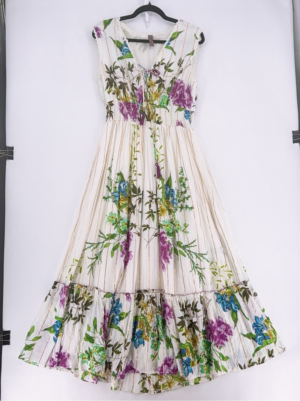 Anthropologie Me 2 Magic Floral Print V-Neck Maxi Dress L Cottagecore